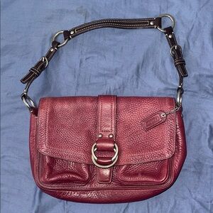 Coach Deep Red Leather Shoulder Bag